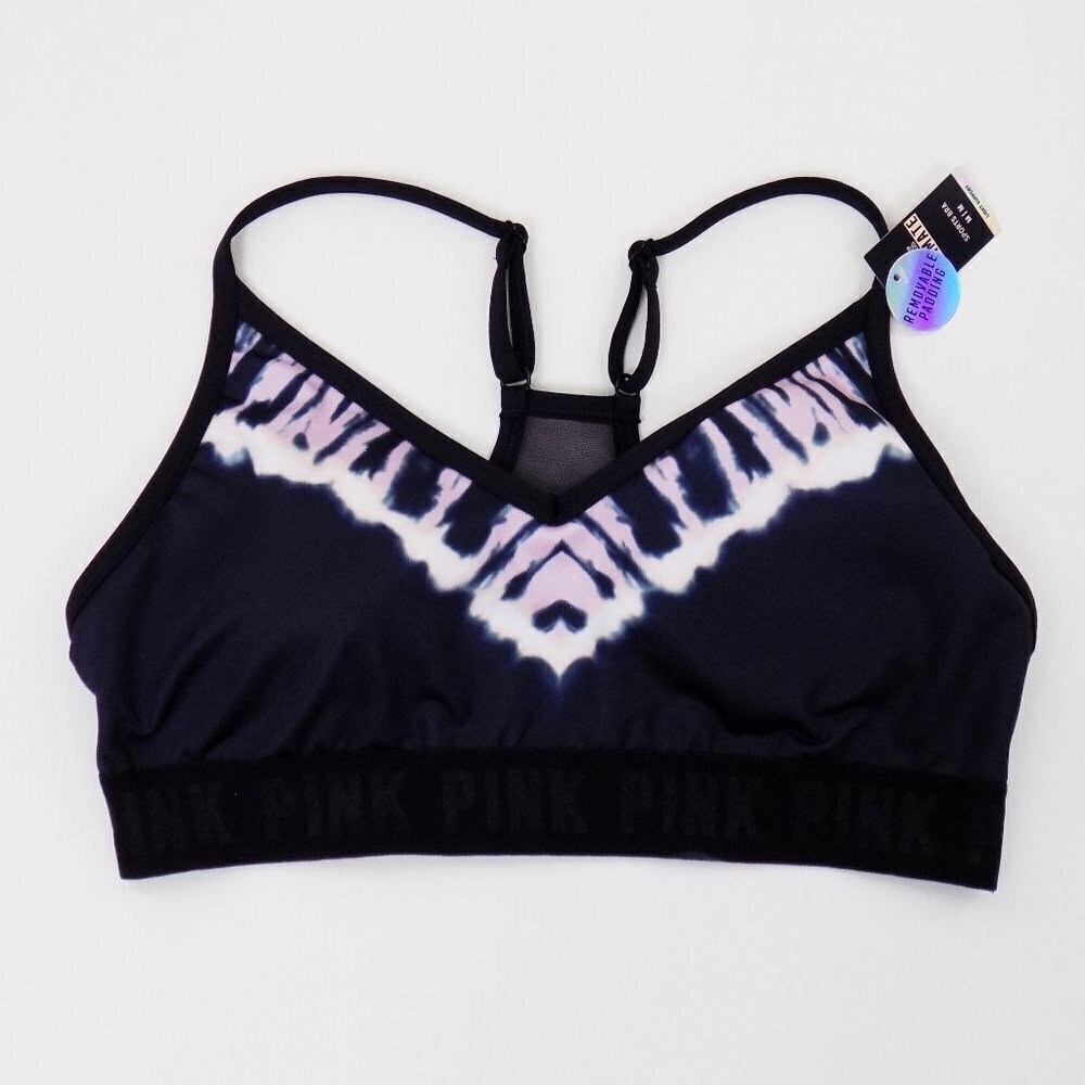PINK Victoria's Secret Tie-Dye V-Neck Bralette in Black and Pink